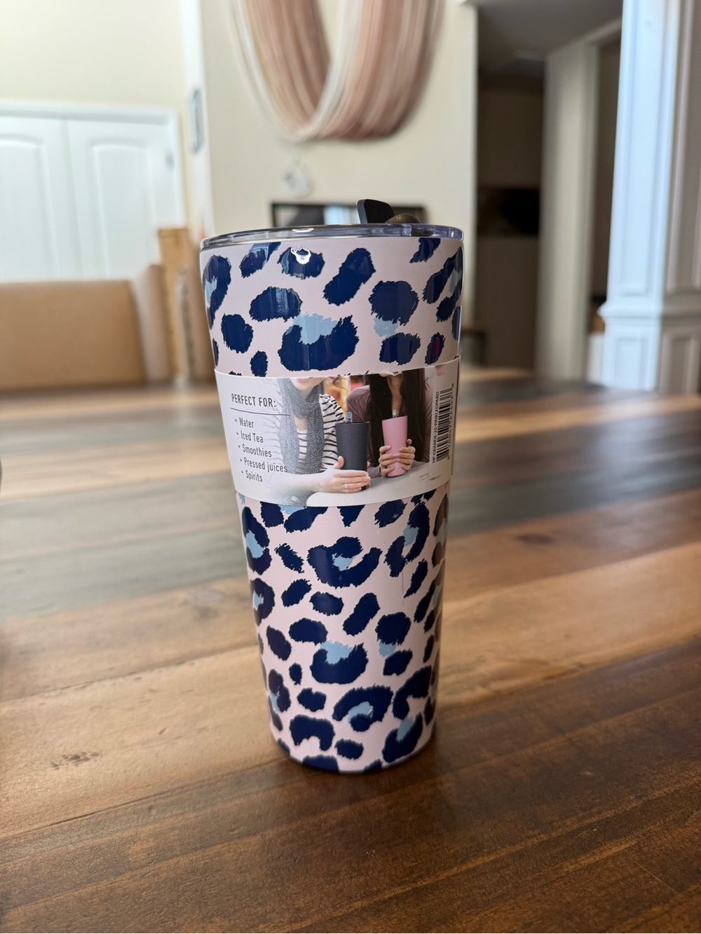 Hydrapeak Insulated Leopard Print Travel Tumbler - Pink and Navy